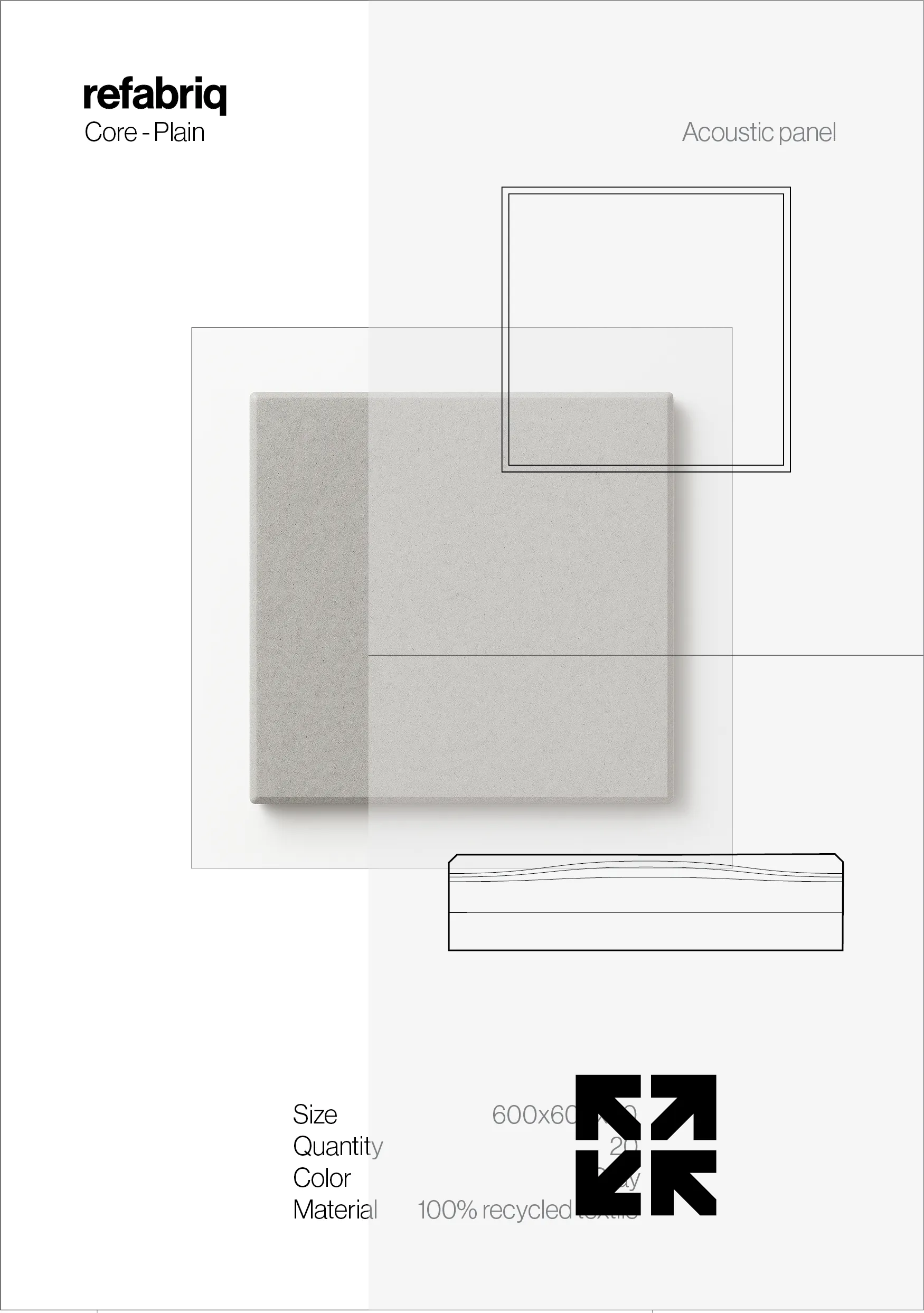 Produktové listy Core Line — Plain, Ridge, Pixel a Wave v jednotné sazbě.